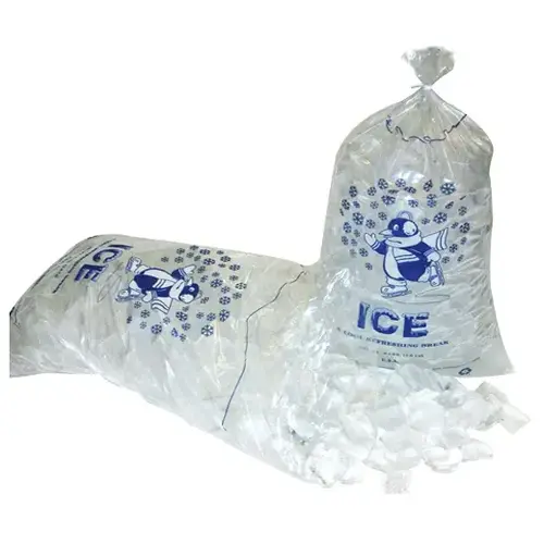 Ice Bag, 12 in W x 21 in H, Natural with Blue Print, Includes Twist Ties - pack of 12 Ice Bag, 12 in W x 21 in H, Natural with Blue Print, Includes Twist Ties - pack of 12