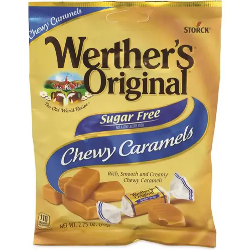 Werther'S Original Werther's Originalsugar Free Chewy Caramel Candy, 2.75 Oz Bag, Package Of 3