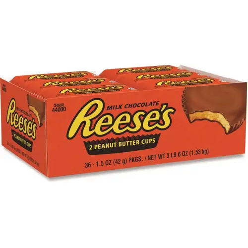 Peanut Butter Cups Bar, Full Size, 1.5 Oz Bar, 2 Cups/bar