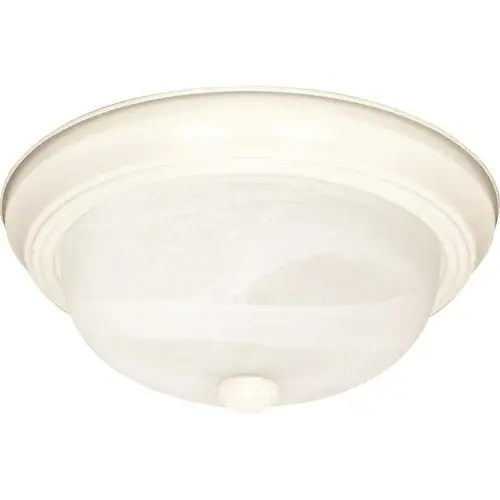 Satco Textured White Three-Light 15 Flush Fixture Satco Textured White Three-Light 15 Flush Fixture