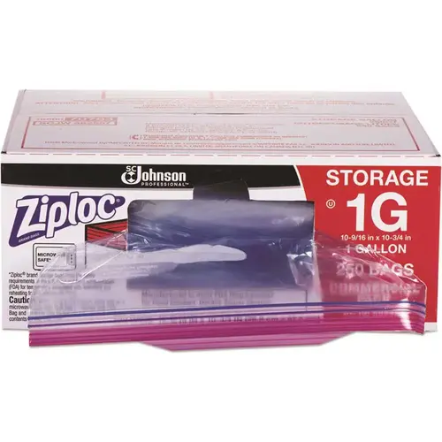 Double Zipper Storage Bags,1 Gal,1.75 Mil,10.56x10.75,clear