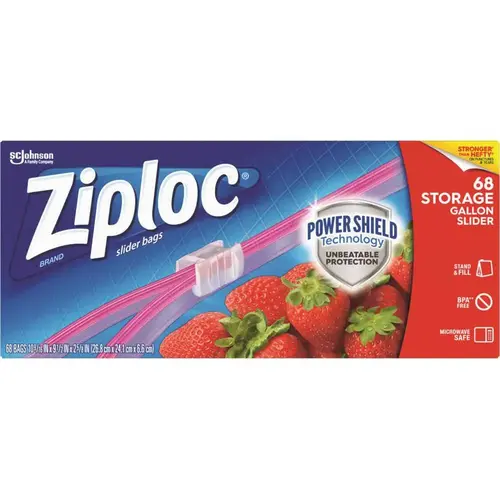 Ziploc Slider Storage Bags, 1 Gal, 9.5 X 10.56, Clear, Case Of 612