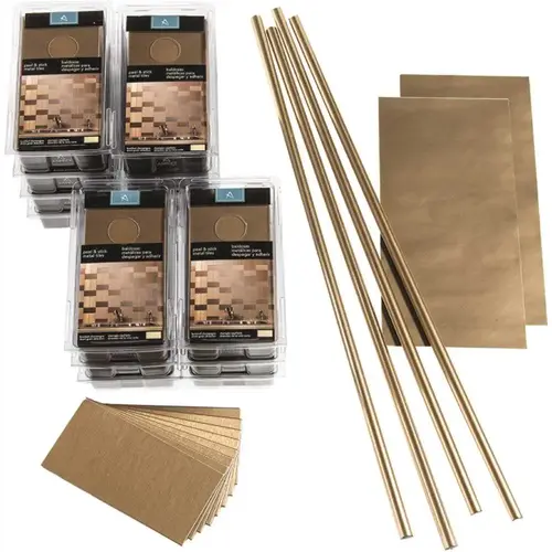 Aspect Metal 3x6 Short Grain Champagne Backsplash Kit