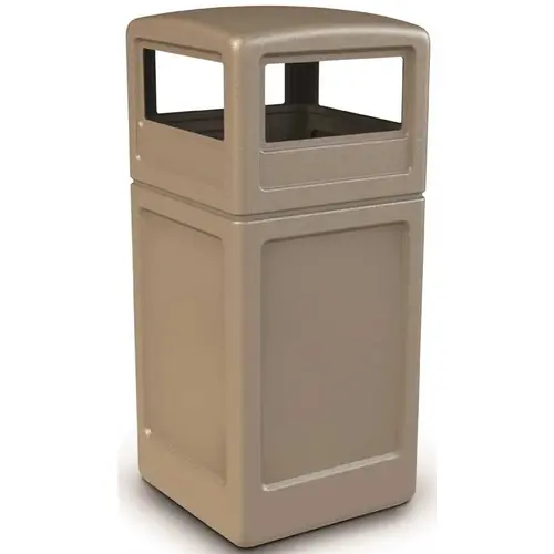 PolyTec 42 Gal. Beige Square Trash Can with Dome Lid PolyTec 42 Gal. Beige Square Trash Can with Dome Lid