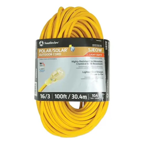 Polar/Solar Extension Cord, 100 ft Yellow Polar/Solar Extension Cord, 100 ft Yellow