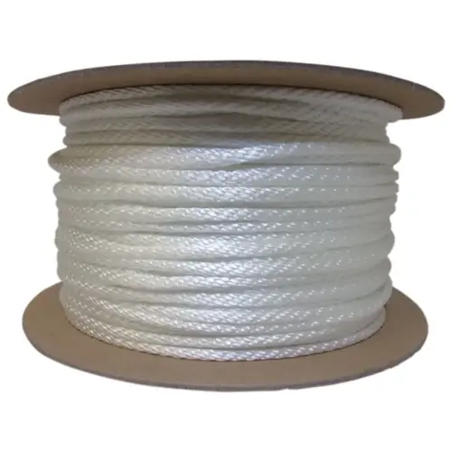 Solid Braid Ropes, 1/4 in x 500 ft, Nylon (Polyamide), White