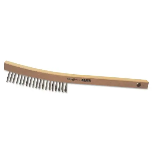 Hand Scratch Brush, 3 x 19 Rows, Stainless Steel Wire, Curved Wood Handle Hand Scratch Brush, 3 x 19 Rows, Stainless Steel Wire, Curved Wood Handle