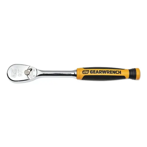 90T Ratchet, Tear Drop, 1/4 in Drive, 6.88 in OAL, Alloy Steel, Polish Chrome/Cushion Grip, Standard Handle 90T Ratchet, Tear Drop, 1/4 in Drive, 6.88 in OAL, Alloy Steel, Polish Chrome/Cushion Grip, Standard Handle