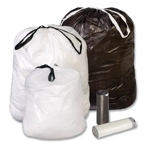 Draw-Tuff Trash Can Liner, 12 gal, 0.7 mil, 24 in W x 28 in H, White - pack of 12 Draw-Tuff Trash Can Liner, 12 gal, 0.7 mil, 24 in W x 28 in H, White - pack of 12