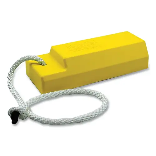 Aviation Wheel Chock, 3 in H x 5 in W x 21 in L, 24 in Roped Pair, Urethane, Hi-Vis Yellow Aviation Wheel Chock, 3 in H x 5 in W x 21 in L, 24 in Roped Pair, Urethane, Hi-Vis Yellow