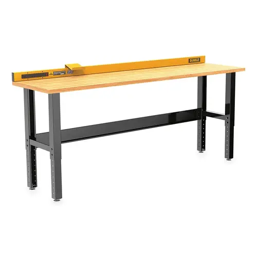 Butcher Block Top Work Bench, 8 ft, 1.38 in Thick, Heavy-Duty Steel Frame Butcher Block Top Work Bench, 8 ft, 1.38 in Thick, Heavy-Duty Steel Frame