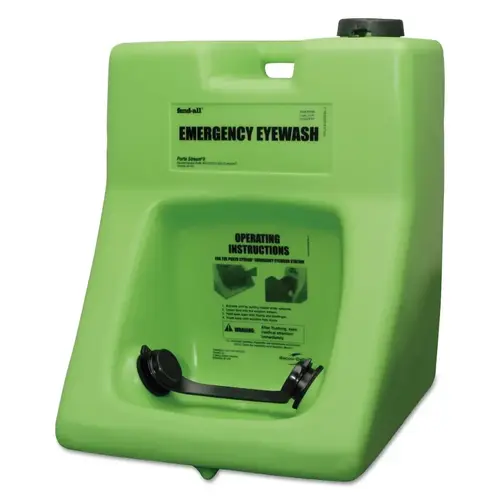 Porta Stream  II Emergency Eyewash Station, 16 gal, Eastomeric Pull Strap Green