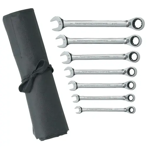 7 Pc. Reversible Combination Ratcheting Wrench Sets, Inch 7 Pc. Reversible Combination Ratcheting Wrench Sets, Inch