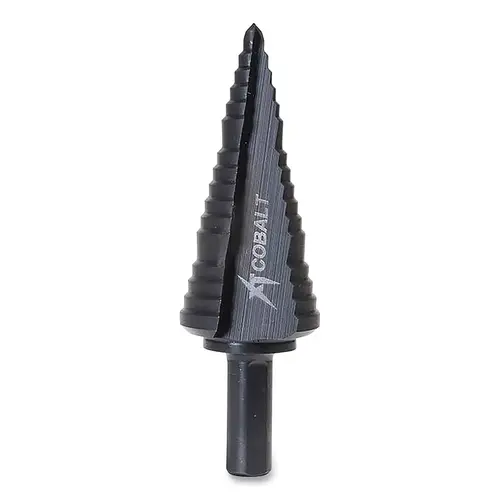 Kwik Stepper Cobalt Step Bit, 1/2 in to 1-1/8 in Cutting dia, 3 Steps Kwik Stepper Cobalt Step Bit, 1/2 in to 1-1/8 in Cutting dia, 3 Steps