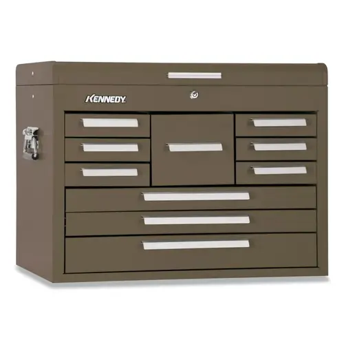 Mechanics' Chest, 26-1/8 in W x 12-1/8 in D x 18-7/8 in H, 3996 in Capacity, Brown Wrinkle, 10-Drawer Mechanics' Chest, 26-1/8 in W x 12-1/8 in D x 18-7/8 in H, 3996 in Capacity, Brown Wrinkle, 10-Drawer