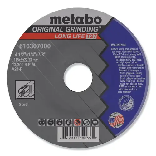 Grinding Wheel, T27, A24R, 4.5"X1/4"X7/8 - pack of 25 Grinding Wheel, T27, A24R, 4.5"X1/4"X7/8 - pack of 25