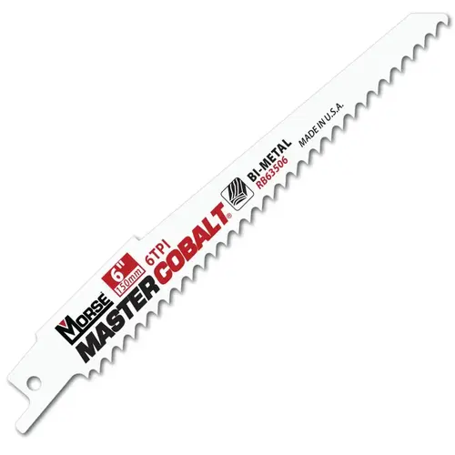 Master Cobalt Wood Bi-Metal Reciprocating Saw Blade, 0.035 in x 6 in L x 3/4 in W, 6 TPI, Tapered, 5 EA/PK - pack of 5 Master Cobalt Wood Bi-Metal Reciprocating Saw Blade, 0.035 in x 6 in L x 3/4 in W, 6 TPI, Tapered, 5 EA/PK - pack of 5