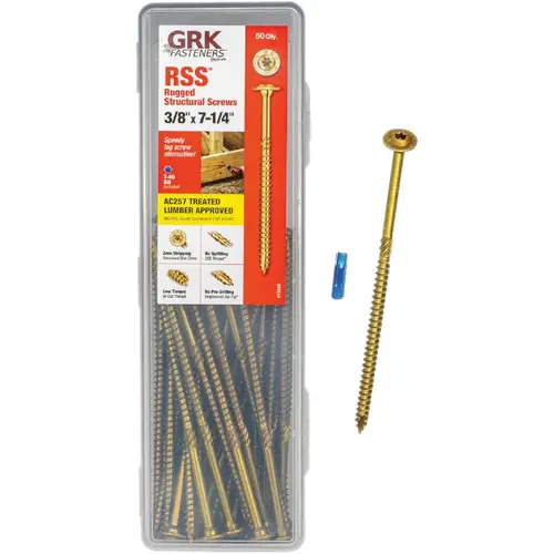 GRK RSS Rugged 3/8 In. x 7-1/4 In. Star Drive Washer Head Structure Screws (50 Ct.) Yellow Zinc