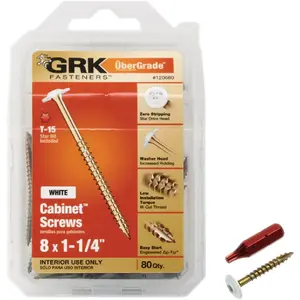 GRK Fasteners 120680 GRK #8 x 1-1/4 In. White Star-Drive Cabinet Screws (80 Ct.)