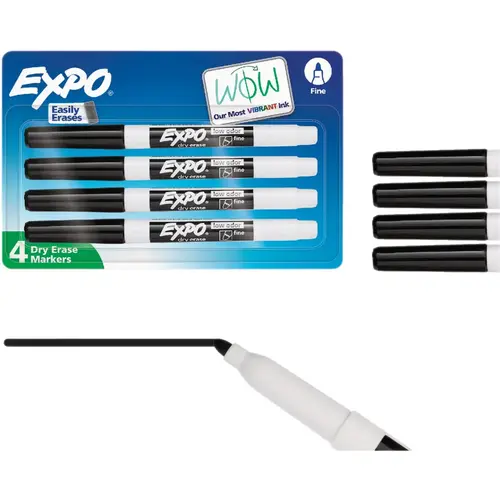 Black Fine Point Low Odor Dry-Erase Marker (4-Pack)