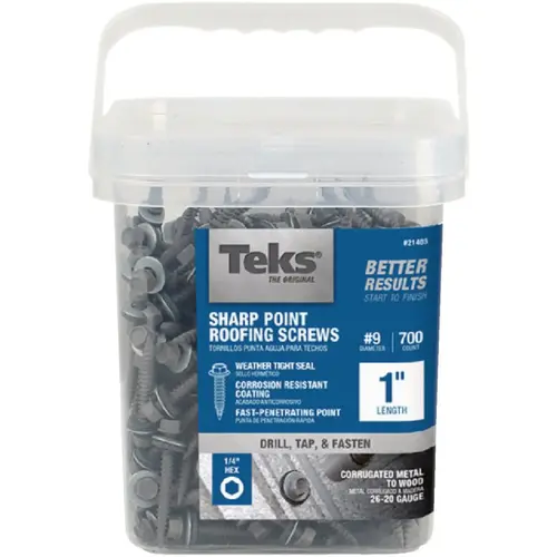 #9 x 1 In. Hex Washer Head Sharp Point Metal to Wood Roofing Screw (700 Ct.) #9 x 1 In. Hex Washer Head Sharp Point Metal to Wood Roofing Screw (700 Ct.)