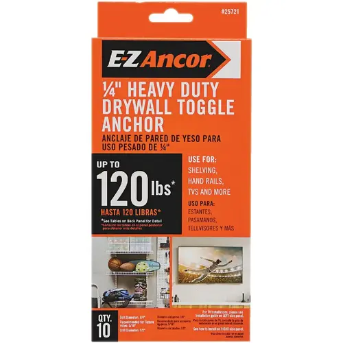 1/4 In. Heavy Duty Pull Toggle Drywall Anchor (25-Pack)