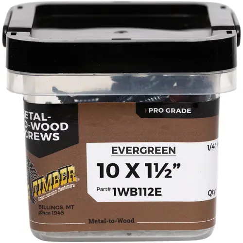 #10 x 1-1/2 In. Hex Head Evergreen Metal Roofing Screw (100 Ct.) #10 x 1-1/2 In. Hex Head Evergreen Metal Roofing Screw (100 Ct.)