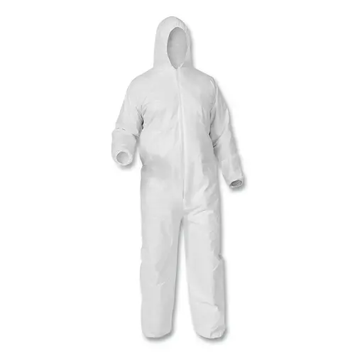KleenGuard A35 Economy Liquid & Particle Protection Coveralls, Zipper Front/Elastic Wrists/Ankles/Hood, White, 5XL KleenGuard A35 Economy Liquid & Particle Protection Coveralls, Zipper Front/Elastic Wrists/Ankles/Hood, White, 5XL