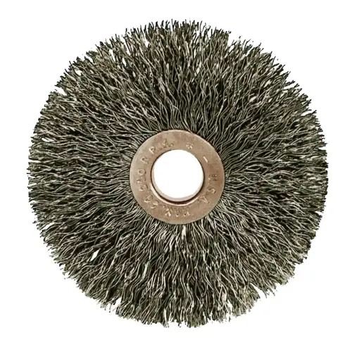 Copper Center Small Diameter Wire Wheel, 1 3/8 in D, .0104 in, 1/4 in Arbor Hole - pack of 10 Copper Center Small Diameter Wire Wheel, 1 3/8 in D, .0104 in, 1/4 in Arbor Hole - pack of 10