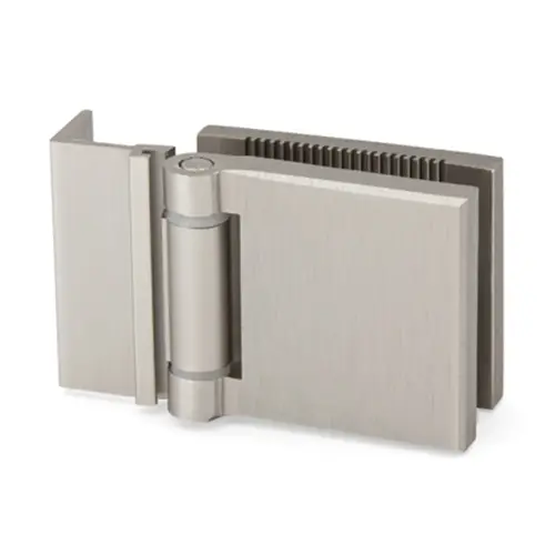 L-Mount Universal Hinge for 1/4" Glass - Brushed Nickel