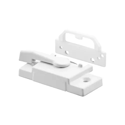 Sash Lock W/Face-Mount Keeper - 2-1/16" Hole Center Spacing - For Vertical Sliding Windows - Diecast Zinc - White - (Single Pack)
