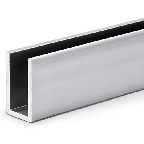 Classic U-Channel, 1" Tall, 95" Long, 1/2" Glass Thickness, Brite Chrome Finish