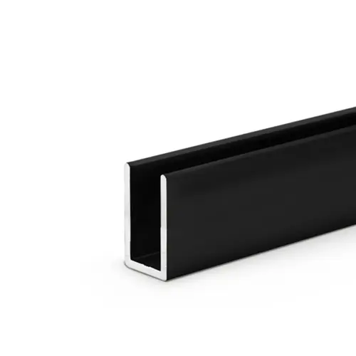 Classic U-Channel, 1" Height, 95" Length, 11/16" Width, 1/2" Glass Thickness, Matte Black Finish, Architectural Hardware Classic U-Channel, 1" Height, 95" Length, 11/16" Width, 1/2" Glass Thickness, Matte Black Finish, Architectural Hardware
