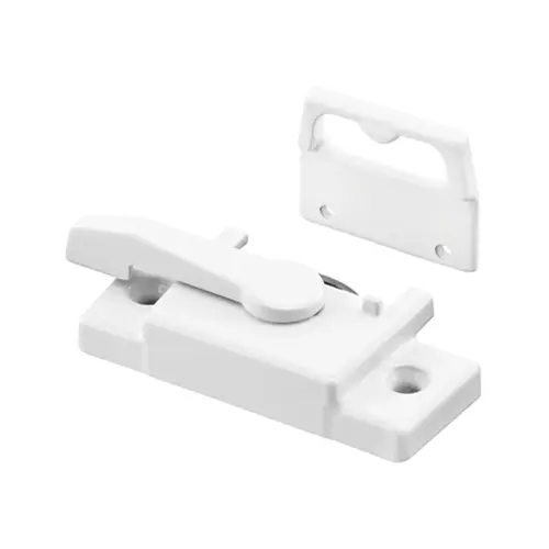 Sash Lock W/Face-Mount Keeper - 2-1/4" Hole Center Spacing - For Vertical Sliding Windows - Diecast Zinc - White - (Single Pack)