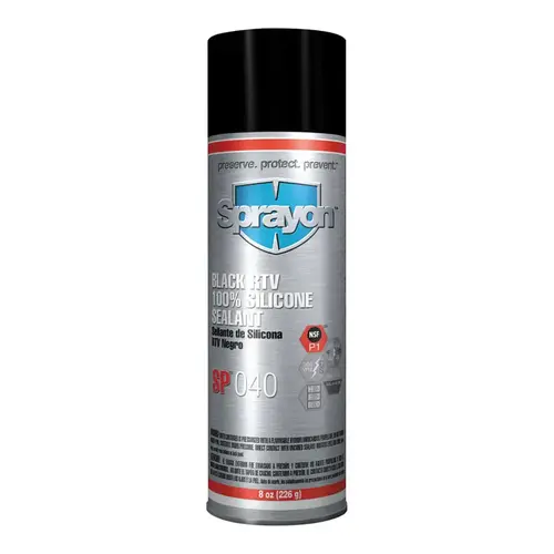 SP000 Series RTV Silicone Sealant, 8 oz, Aerosol Can, Black, SP 040