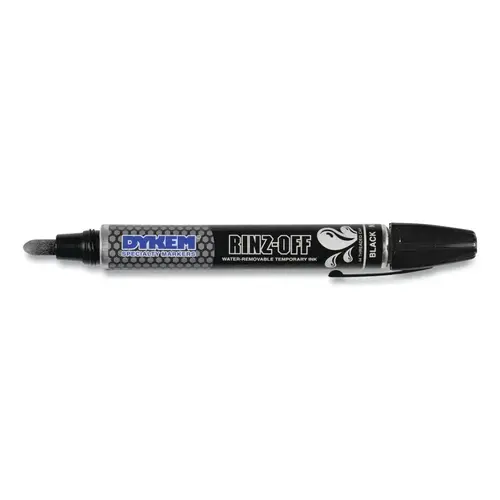 RINZ OFF Water Removable Temporary Marker, Black, Broad Threaded Cap - pack of 12 RINZ OFF Water Removable Temporary Marker, Black, Broad Threaded Cap - pack of 12