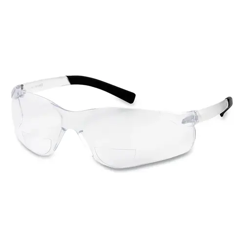 Zenon Z13R  Rimless Safety Reader Glasses, Clear/Polycarbonate Lens, Anti-Scratch, Clear Frame w/Black Tips, +1.75 Diopter