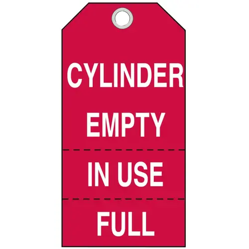 Cylinder Status Tags, 5 3/4 x 3 in, Cylinder Empty, In Use Full White/Red - pack of 100 Cylinder Status Tags, 5 3/4 x 3 in, Cylinder Empty, In Use Full White/Red - pack of 100