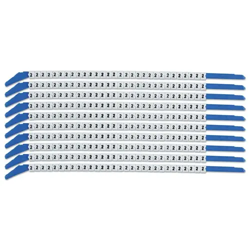 Clip Sleeve Wire Markers, 0.2 in x 2.8 in, "2", Black on White Clip Sleeve Wire Markers, 0.2 in x 2.8 in, "2", Black on White