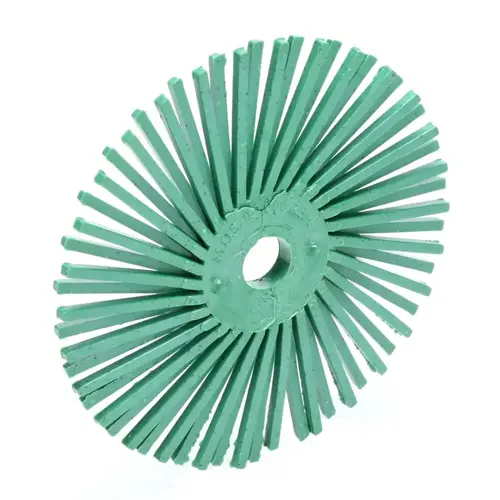 Radial Bristle Brushes, 3 in Dia, 3/8 in Arbor, Ceramic Green Radial Bristle Brushes, 3 in Dia, 3/8 in Arbor, Ceramic Green