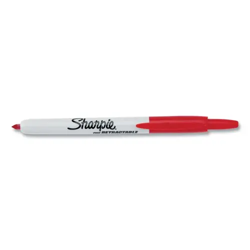 Retractable Permanent Marker, Red, Fine, Bullet Tip - pack of 12 Retractable Permanent Marker, Red, Fine, Bullet Tip - pack of 12