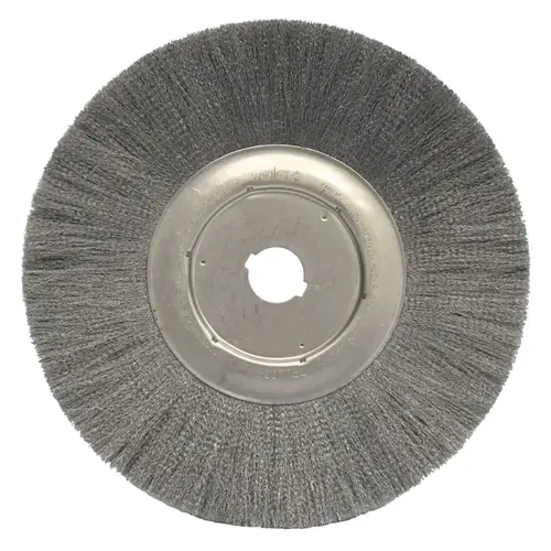 Narrow Face Crimped Wire Wheel, 12 in D, .0104 Stainless Steel, 1-1/4 in Arbor - pack of 10 Narrow Face Crimped Wire Wheel, 12 in D, .0104 Stainless Steel, 1-1/4 in Arbor - pack of 10
