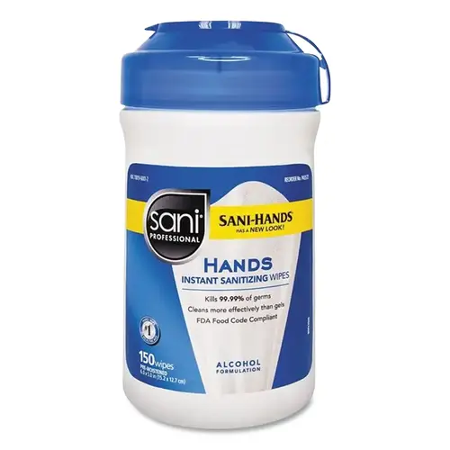 Hands Instant Sanitizing Wipes, 150 Sheets per Canister, Unscented, 12 EA/CA White - pack of 12
