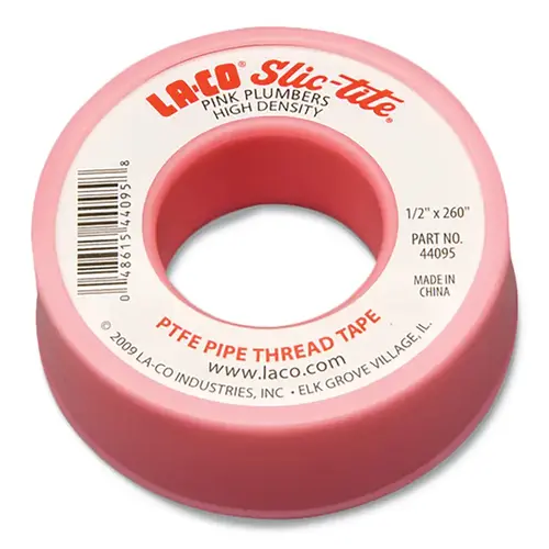 Slic-Tite PTFE Thread Tape, 260 in L, 1/2 in W, 3 mil, Pink - pack of 12 Slic-Tite PTFE Thread Tape, 260 in L, 1/2 in W, 3 mil, Pink - pack of 12
