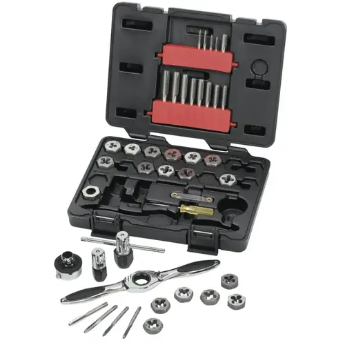 Tap & Die Set: M3 x 0.5 to M12 x 1.75 Taps, M3 x 0.5 to M12 x 1.75 Dies, BSP, Metric Coarse & Metric Fine Tap & Die Set: M3 x 0.5 to M12 x 1.75 Taps, M3 x 0.5 to M12 x 1.75 Dies, BSP, Metric Coarse & Metric Fine