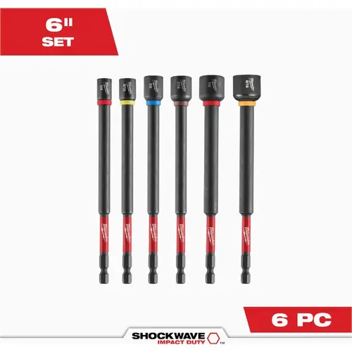 SHOCKWAVE 6 In. Impact Duty Magnetic Nut Driver Set (6-Piece)