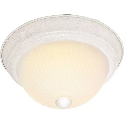 Satco White Two-Light 13 Flush Mount With Frosted Ribbed Glass Satco White Two-Light 13 Flush Mount With Frosted Ribbed Glass
