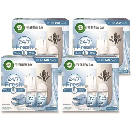 Air Wick Ultra Automatic Pure Starter Kit White/gray Fresh Linen Case Of 4