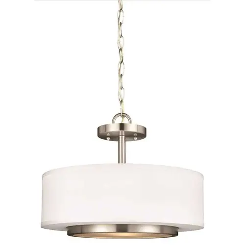 Sea Gull Lighting Brushed NICKEL Nance Two Light Semi-Flush Convertible Pendant