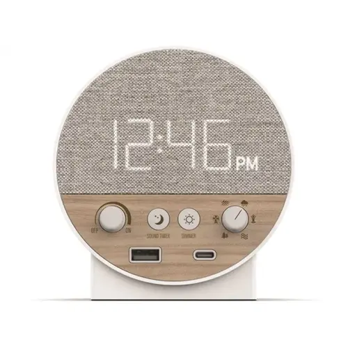 Station R Sound Machine And Alarm Clock Wood/White